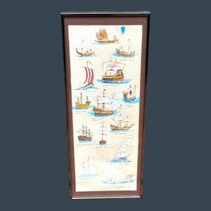 Maritime History Sailing Ships Beach House Coastal Historical Collectors Framed
